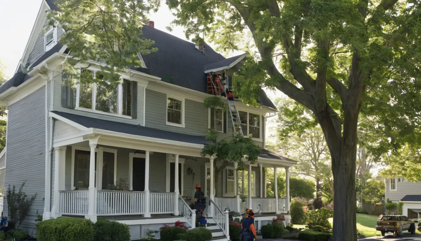 Tree being removed from a home yard in Springfield